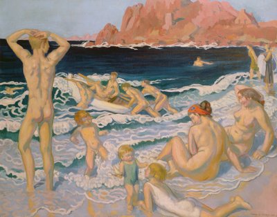 Scène de plage avec un bateau - Maurice Denis